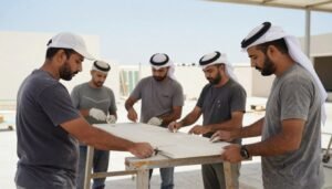 فريق محترف يعمل على تركيب مشبات في السعودية